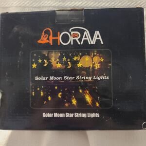 Solar Moon Star LED Curtain String Fairy Lights Outdoor Garden Celestial Whimsig